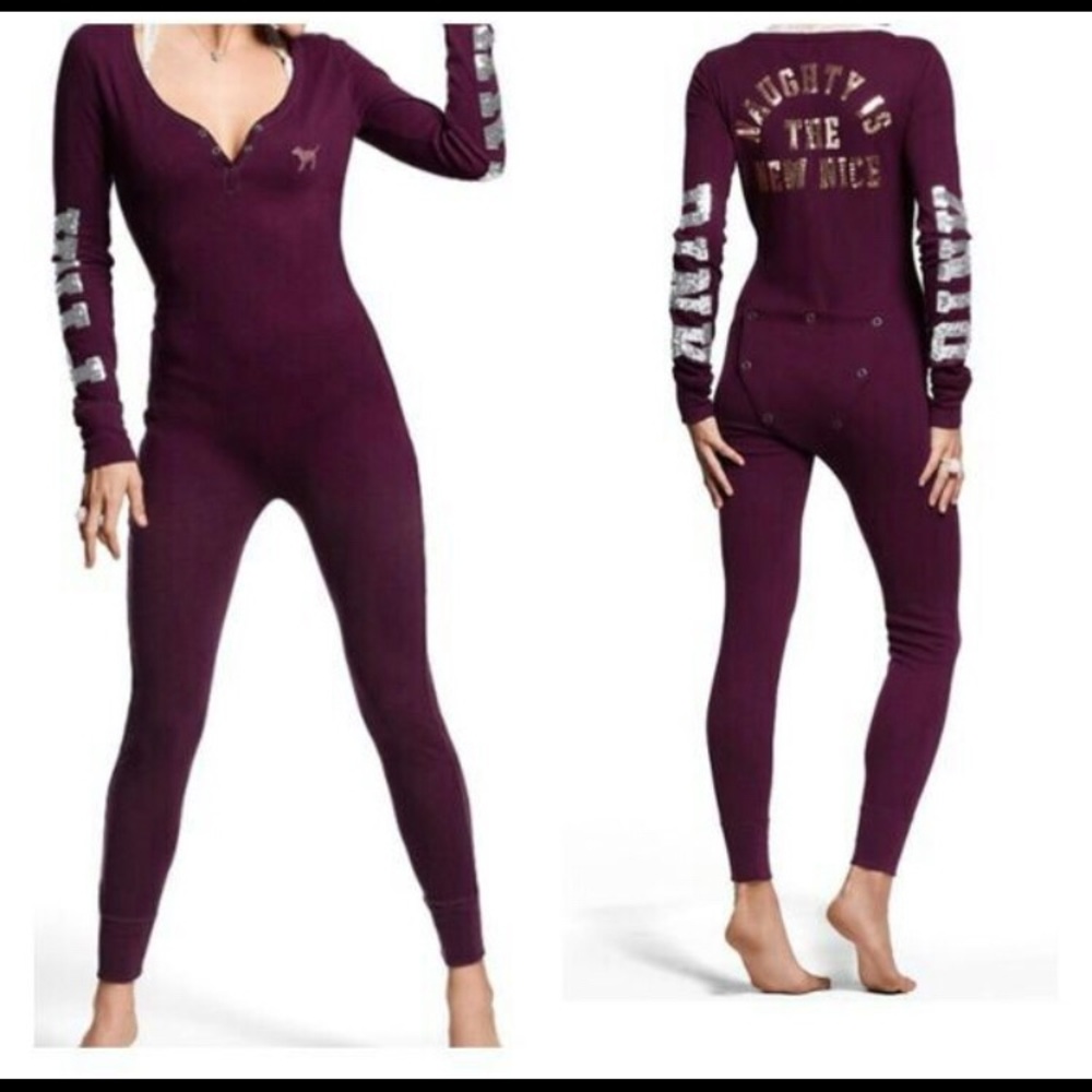 Pink Victoria’s Secret onesie pajamas SZ X-small